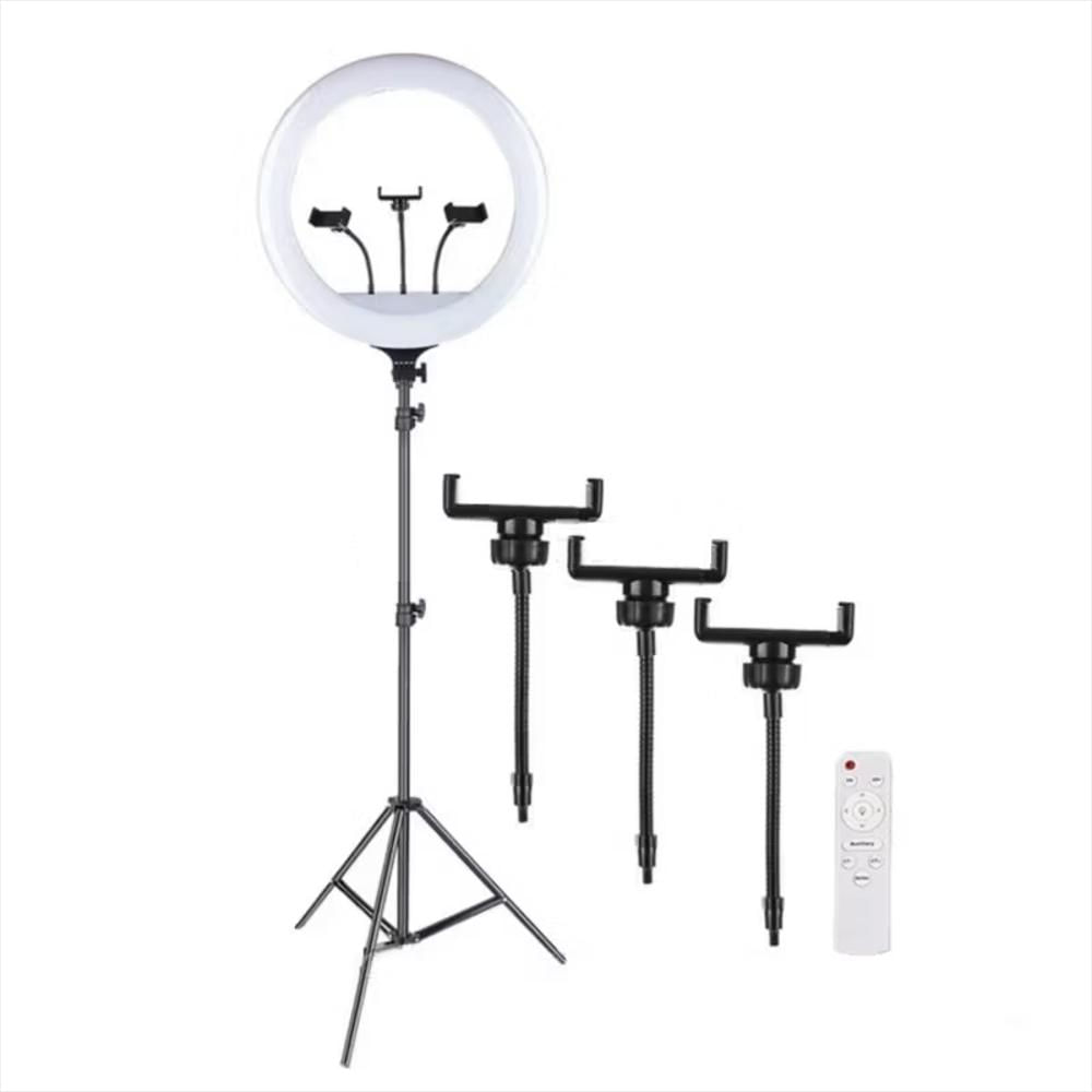 Aro De Luz Profesional 45 Cm Con Tripode Y 3 Soportes Para Celular img #4