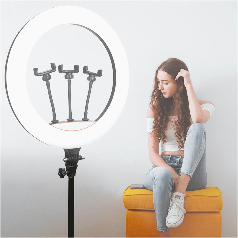 Aro De Luz Profesional 45 Cm Con Tripode Y 3 Soportes Para Celular img #5