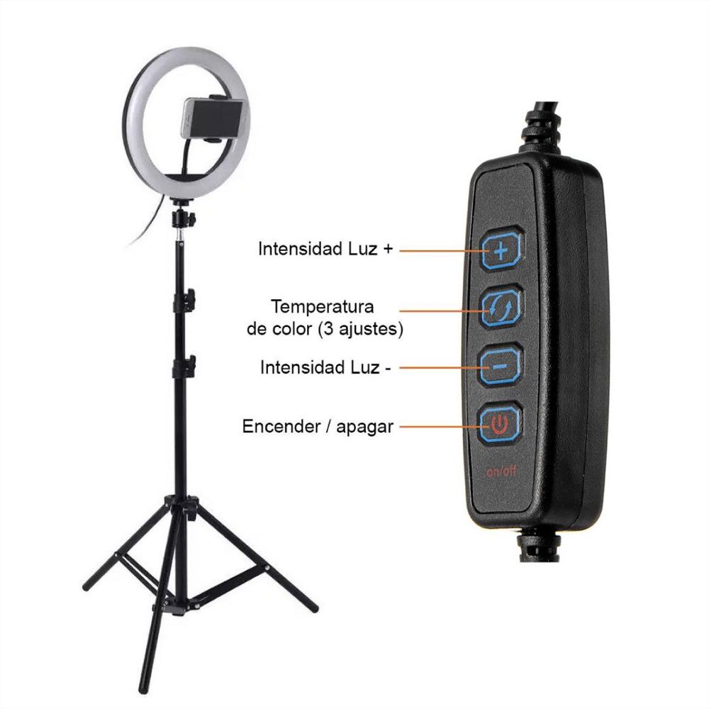 Aro De Luz Led 30 Cm Con Tripode Control Remoto Y Base Para Celular img #4