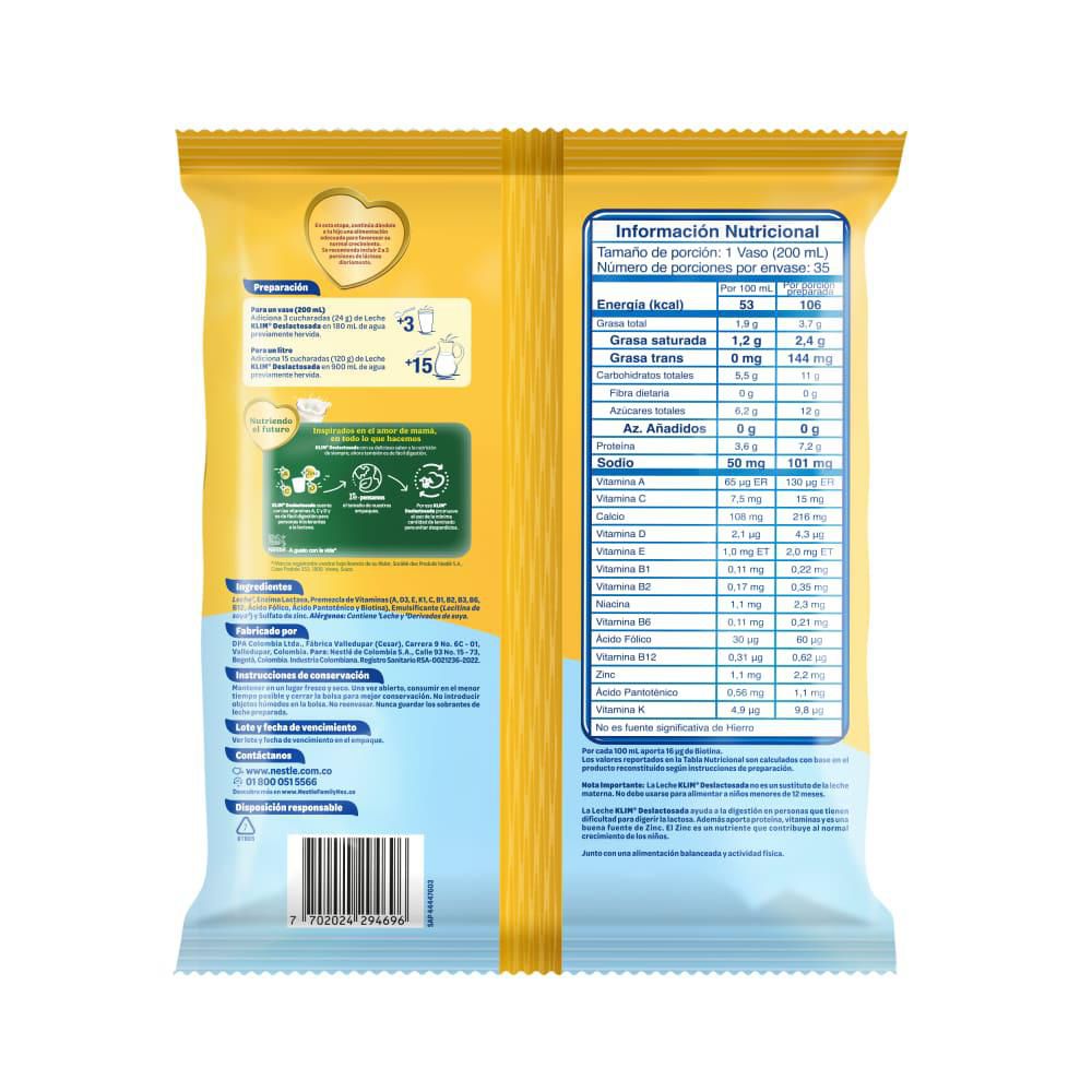 Leche KLIM en polvo deslactosada (840  gr) img #3