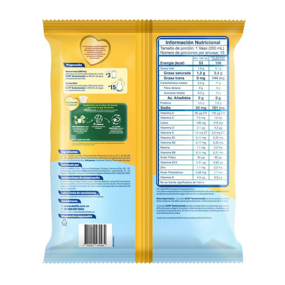 Leche KLIM en polvo deslactosada (360  gr) img #3