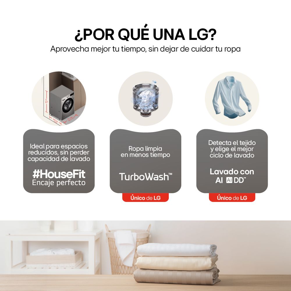 Lavadora Secadora LG Eléctrica 16 KG HOUSEFIT WD16EG2S6 Gris img #3