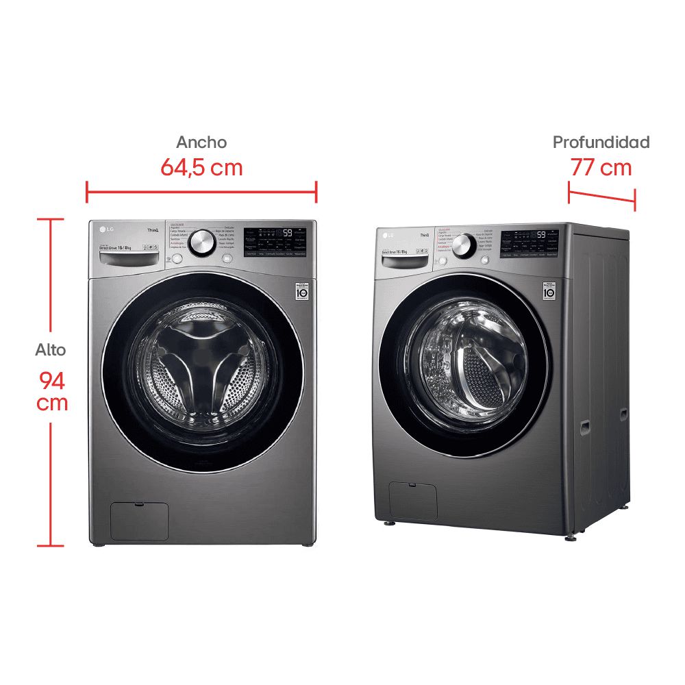 Lavadora Secadora LG Eléctrica 16 KG HOUSEFIT WD16EG2S6 Gris img #8