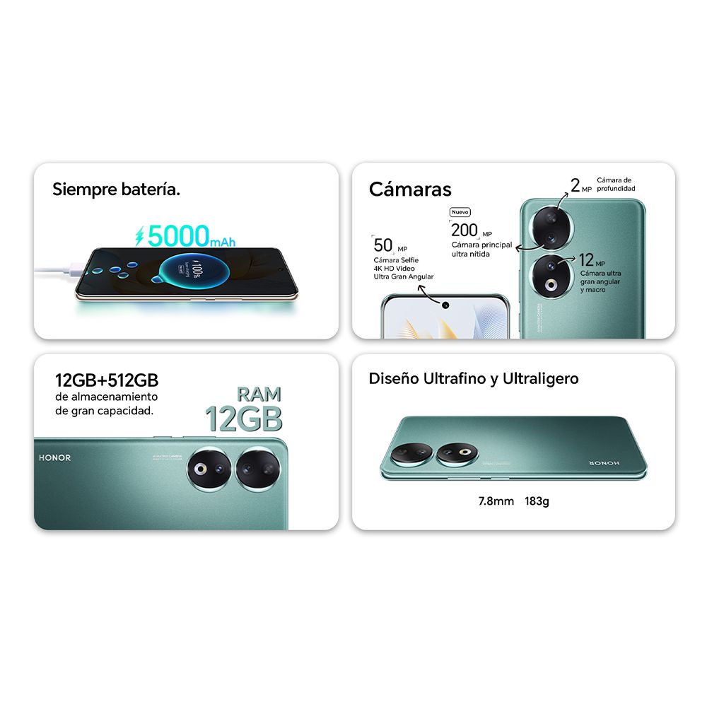 Celular HONOR Honor 90 5G 256 GB 8 GB RAM Verde img #6