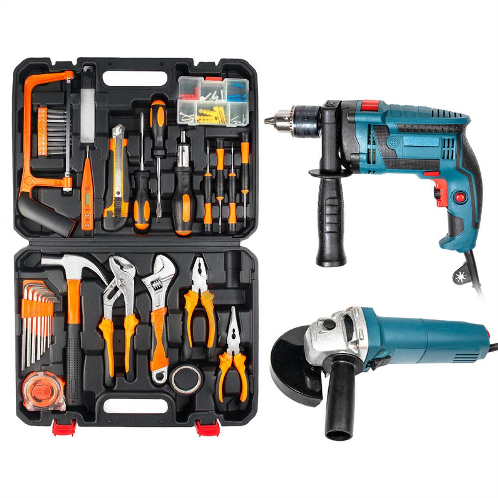 Combo Taller Profesional: Taladro + Pulidora + Kit 77 Piezas