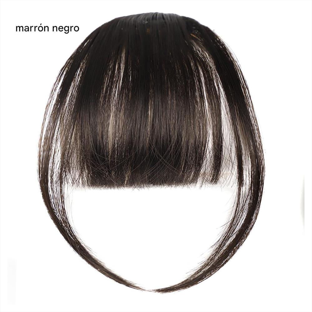 Flequillo Postizo Marron Negro Extension De Cabello Con Clip Mujer