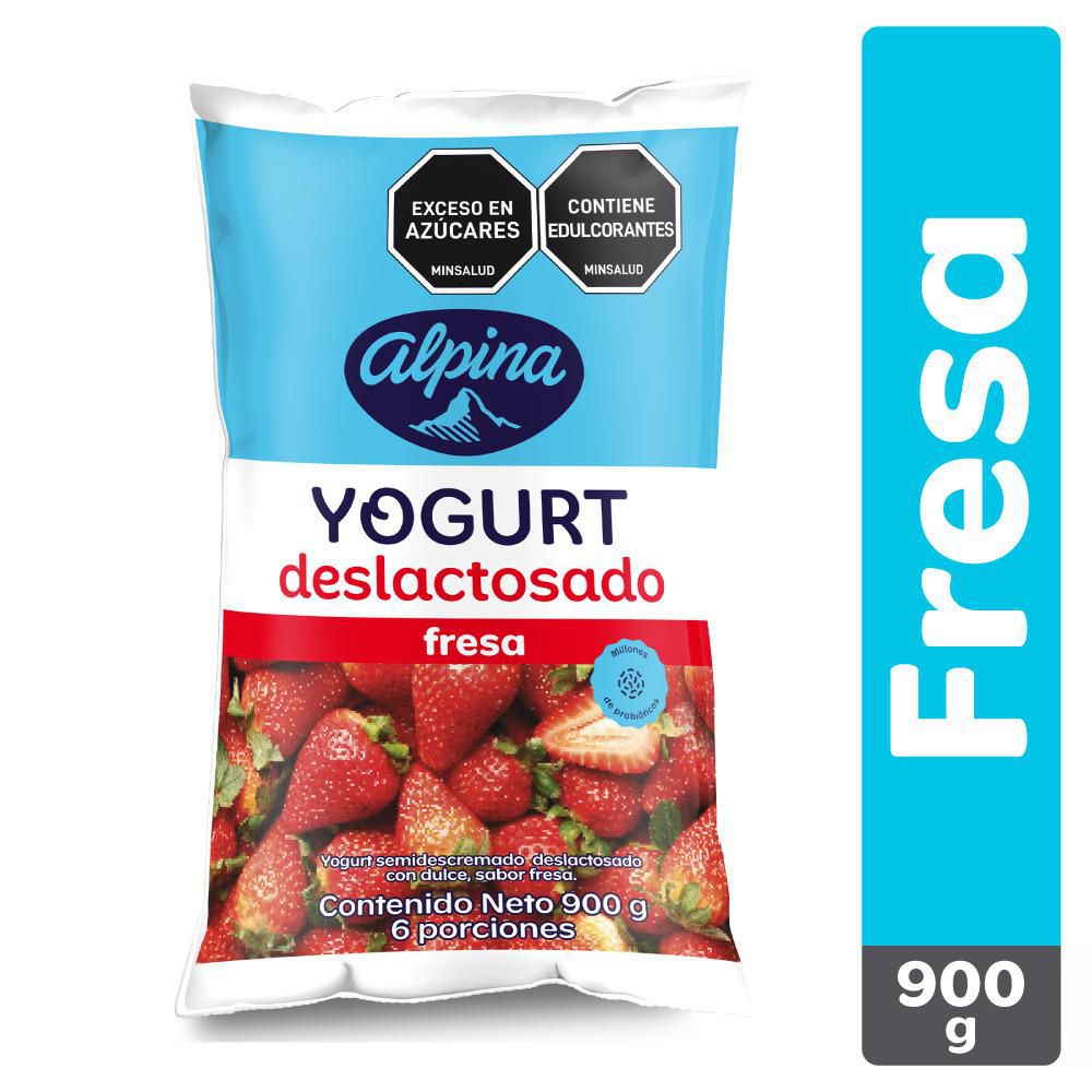 Yogurt ALPINA deslactosado fresa bolsa (848  ml) img #1