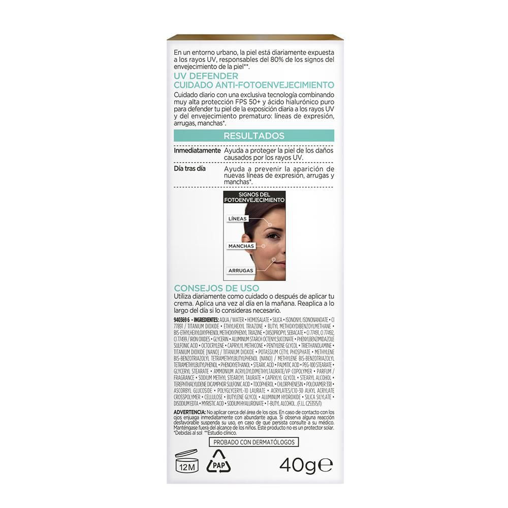 Protector solar LOREAL PARIS uv defender antibrillo color (40  gr) img #8