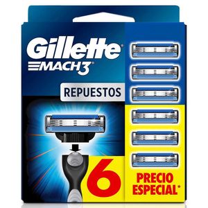 Repuesto cuchilla de afeitar MACH 3 gillette con 3 hojas (6 und)