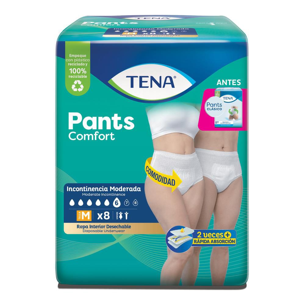 Pañales Tena pants clásicos, talla M (8 und)