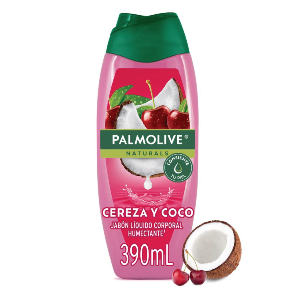 Jabón líquido para cuerpo Palmolive naturals cereza y coco (390 ml)