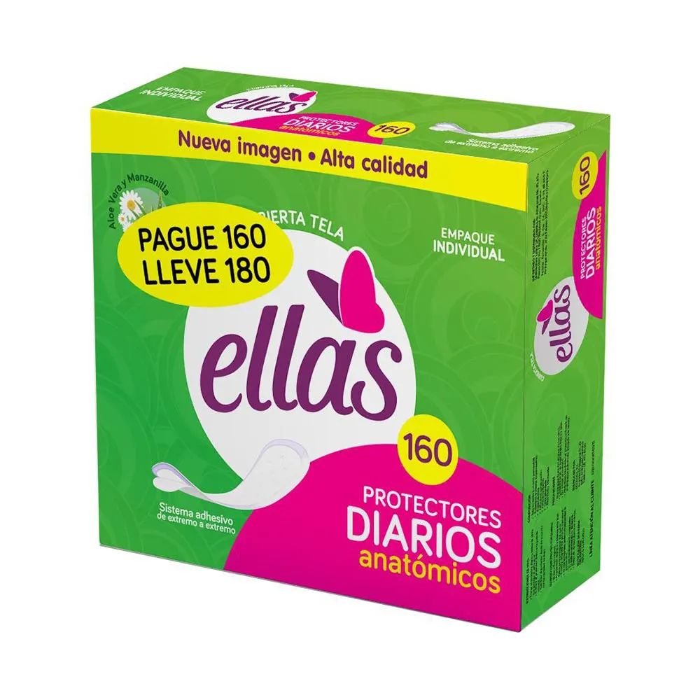 Protectores Ellas diarios anatómicos (180 und)