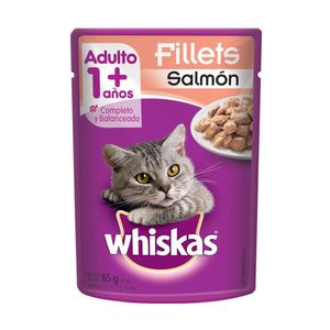 Comida para gatos WHISKAS húmedo adulto salmón (85 gr)