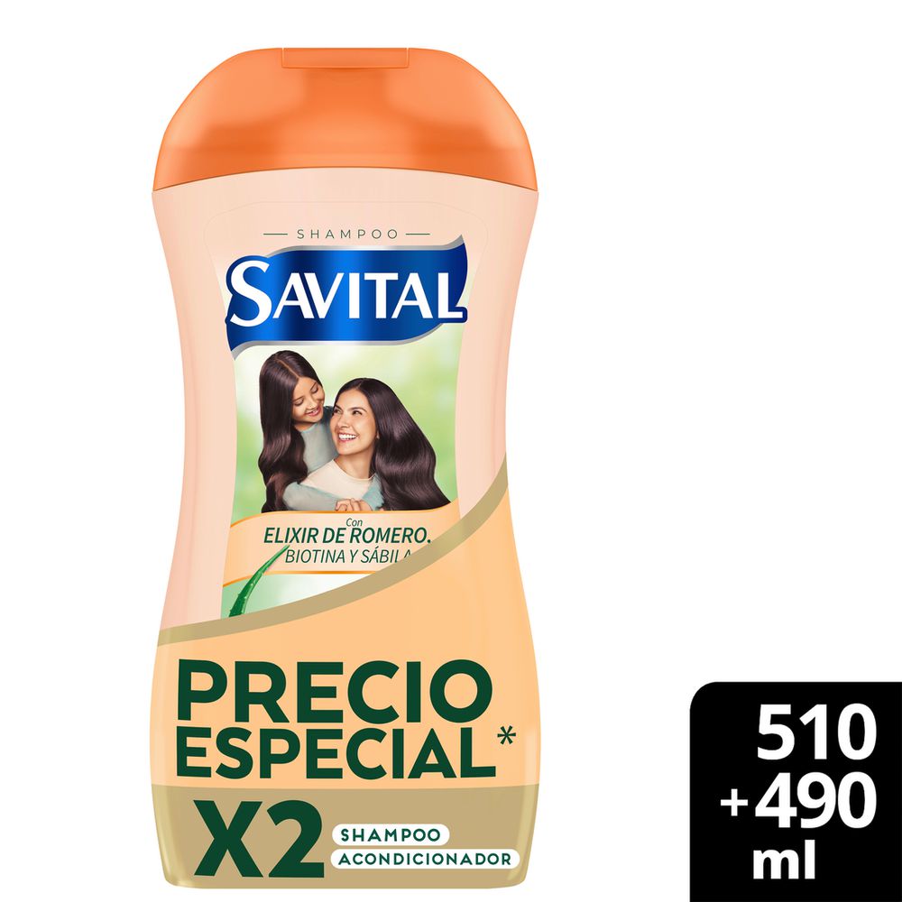 Shampoo Savital elixir romero biotina y sábila (1000 ml)