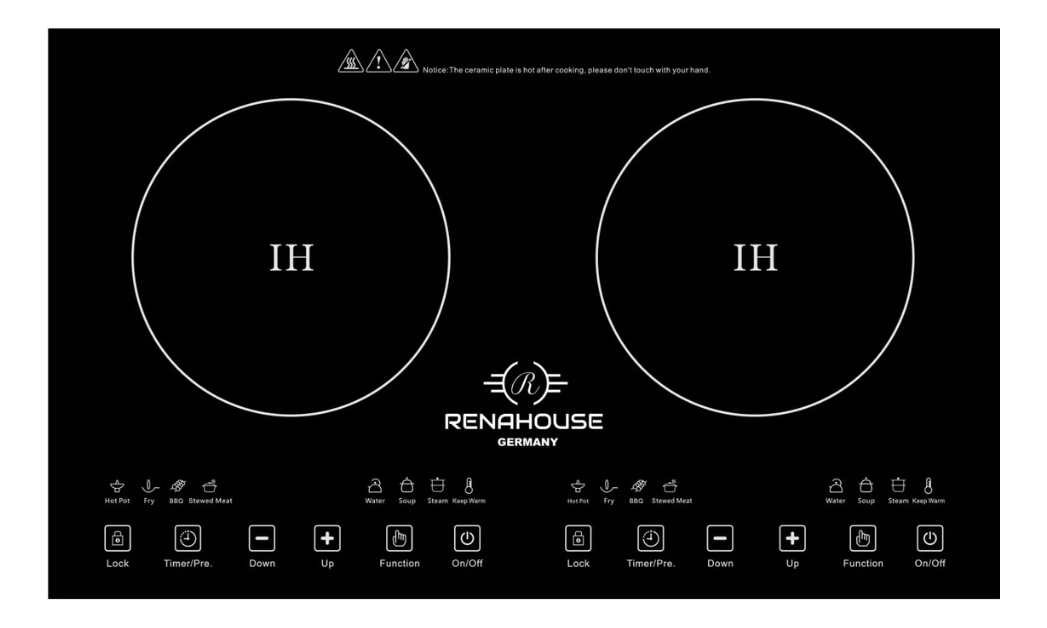 Estufa De Inducción 2000w Renahouse Germany 2 Puestos