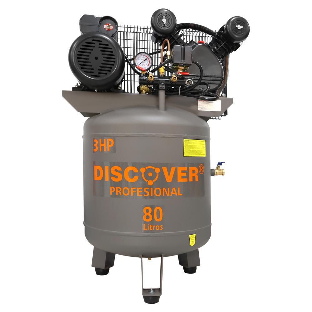 Compresor Vertical Pistón Polea 3Hp 116Psi 80L Discover KT205180L
