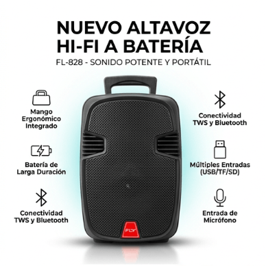 Parlante Cabina 8'' Portátil Bluetooth Fly FL-828