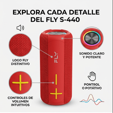 Parlante Bluetooth 6 Horas S-440 Rojo Fly