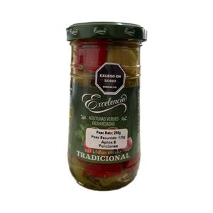 Aceitunas EXCELENCIA DEL OLIVAR verdes aliñadas tamaño grande (120 gr)