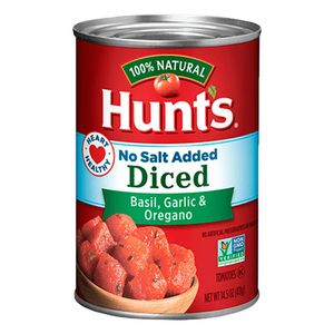 Tomate HUNTS cubos con albahaca ajo y orégano (411 gr)