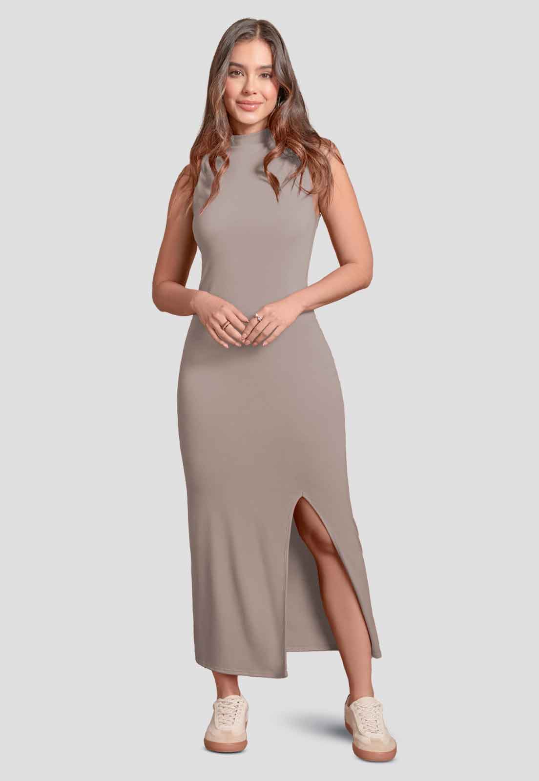 Vestido Largo Mujer Café Pardo Atypical 103739