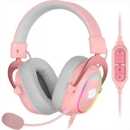 Diadema Gamer Redragon Zeus X H510P-RGB Rosa con sonido envolvente, micrófono de alta fidelidad