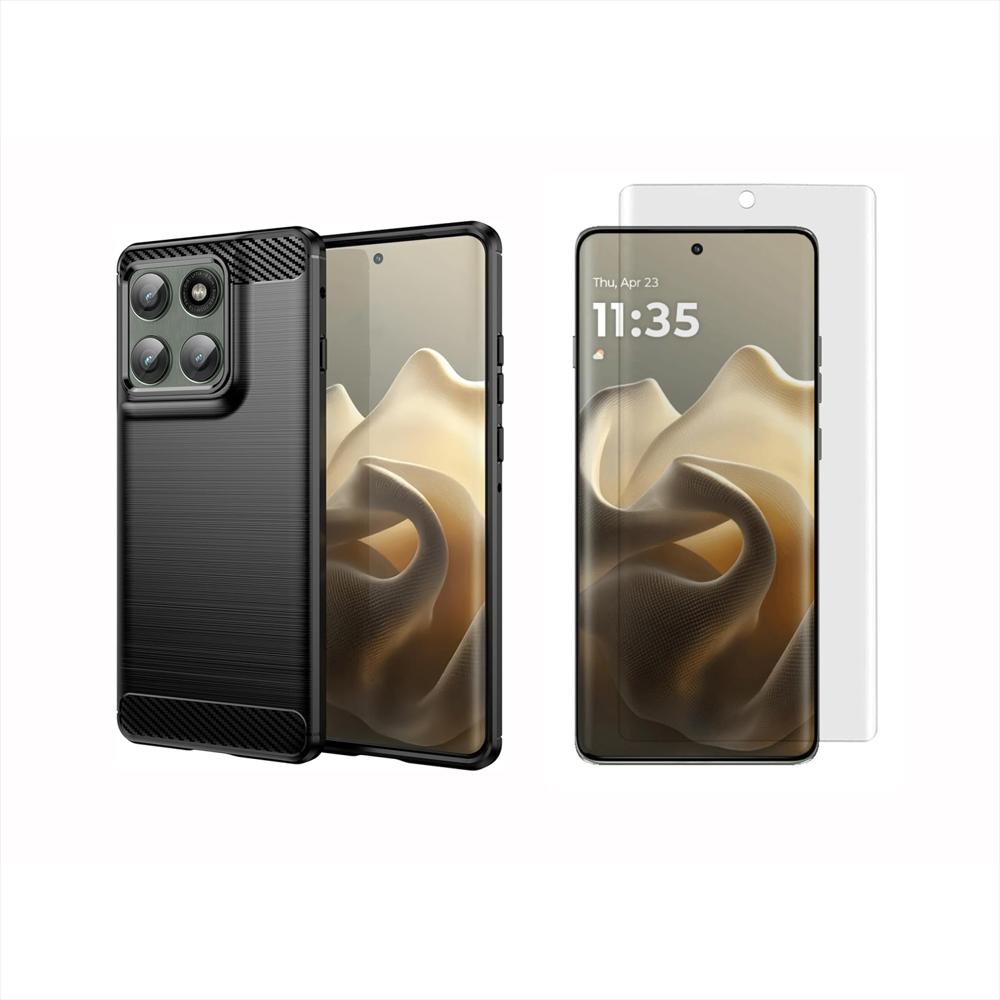 Funda Tipo Carbono + Hidrogel Hd Para Motorola Edge 60 Pro