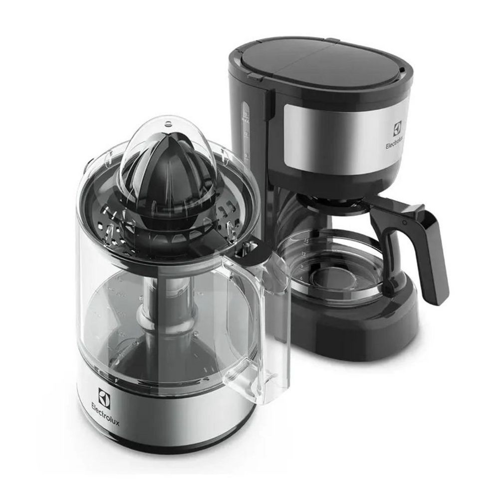 Cafetera 4 Tazas y Exprimidor Elect 4 Tazas Plateado Inox ECM10+ECP10