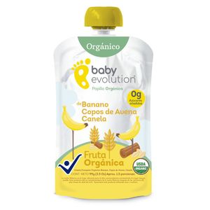 Compota BABY EVOLUTION orgánica banano avenacanela (99 Gr)