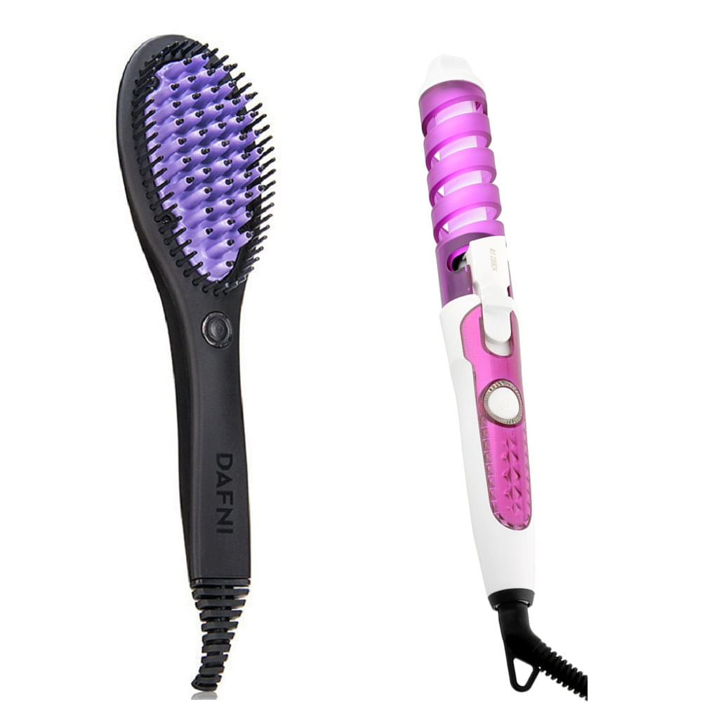 COMBO Cepillo Plancha Alisador Dafni + Rizador Curl Perfect img #1