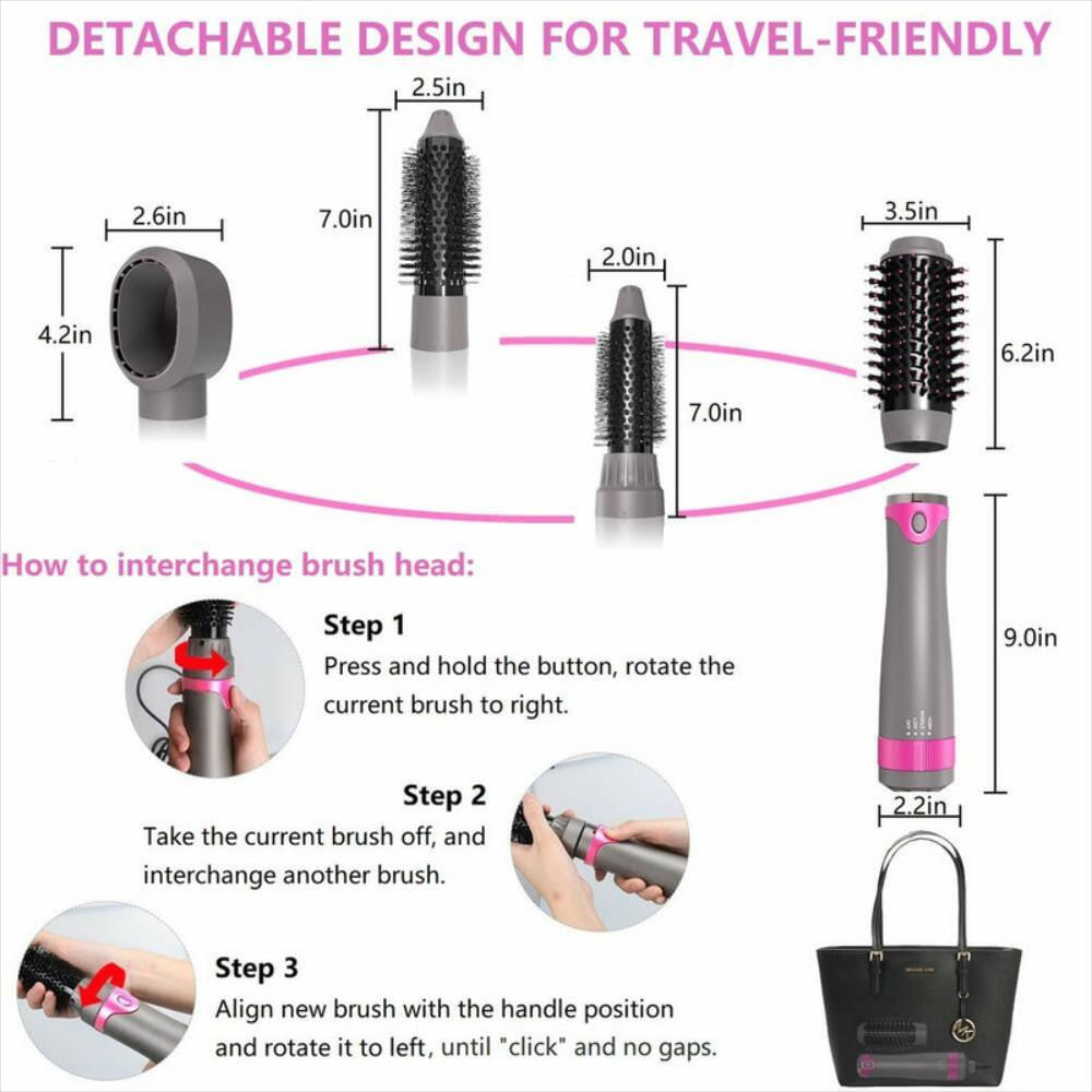 Cepillo y secador de aire caliente para el cabello - desmontable 4 en 1 img #3