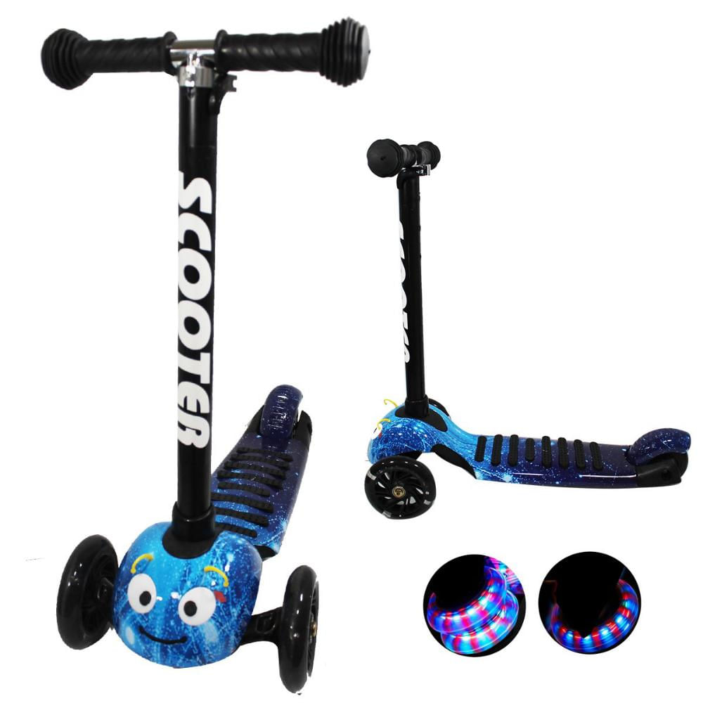 Monopatin Scooter Para Niño Moderna Con Luces Azul
