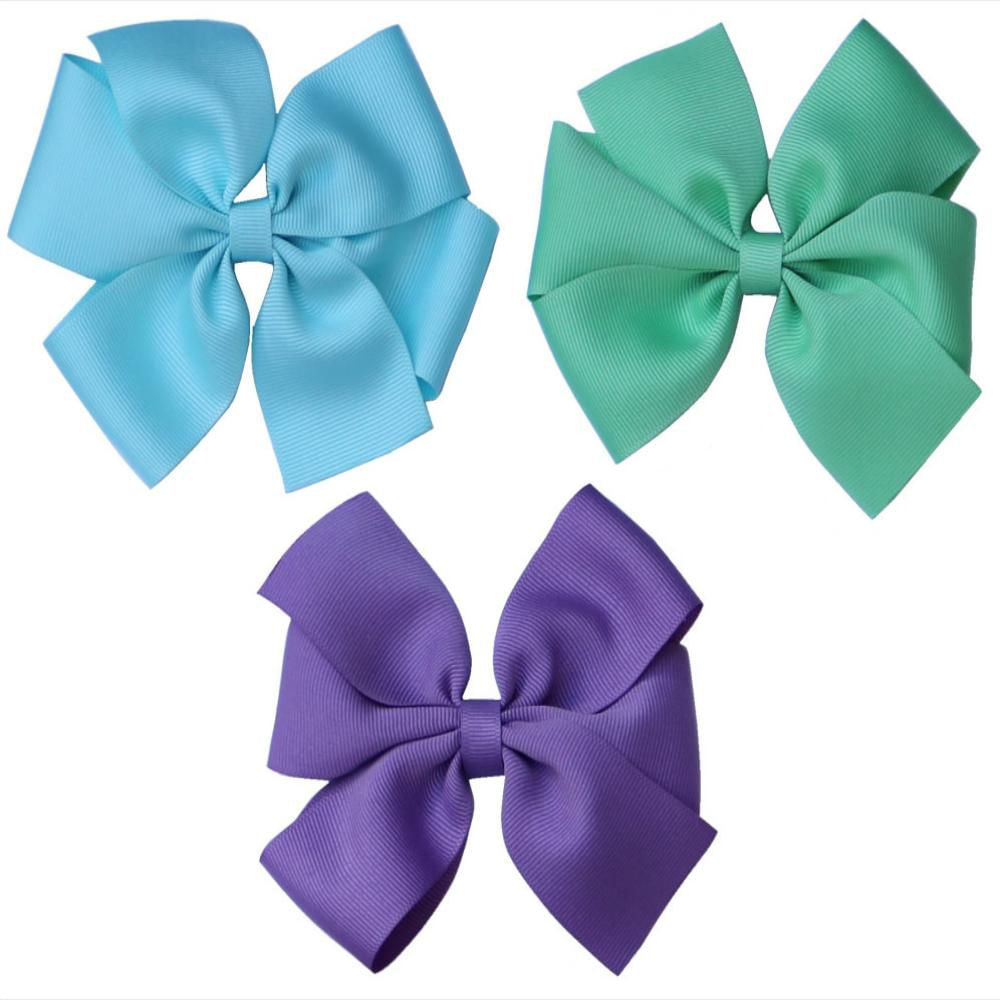 Set 3 Pinzas Moños Morado-Azul-Verde