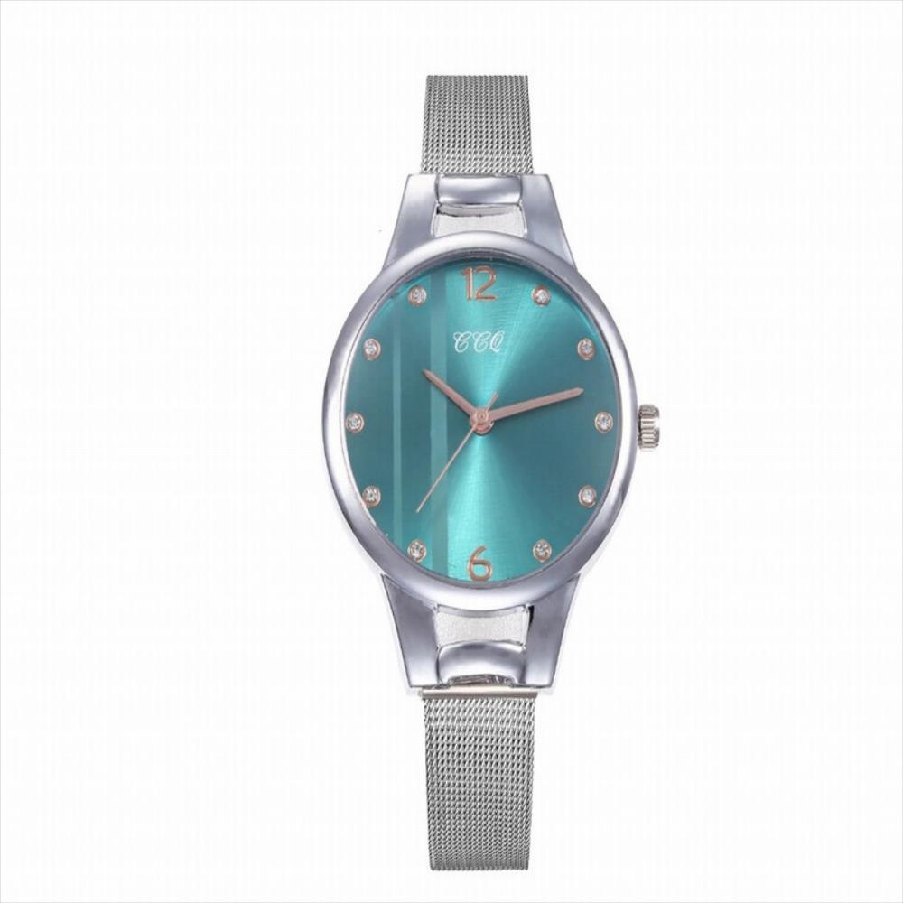 Reloj plateado con tablero azul de doble linea img #1