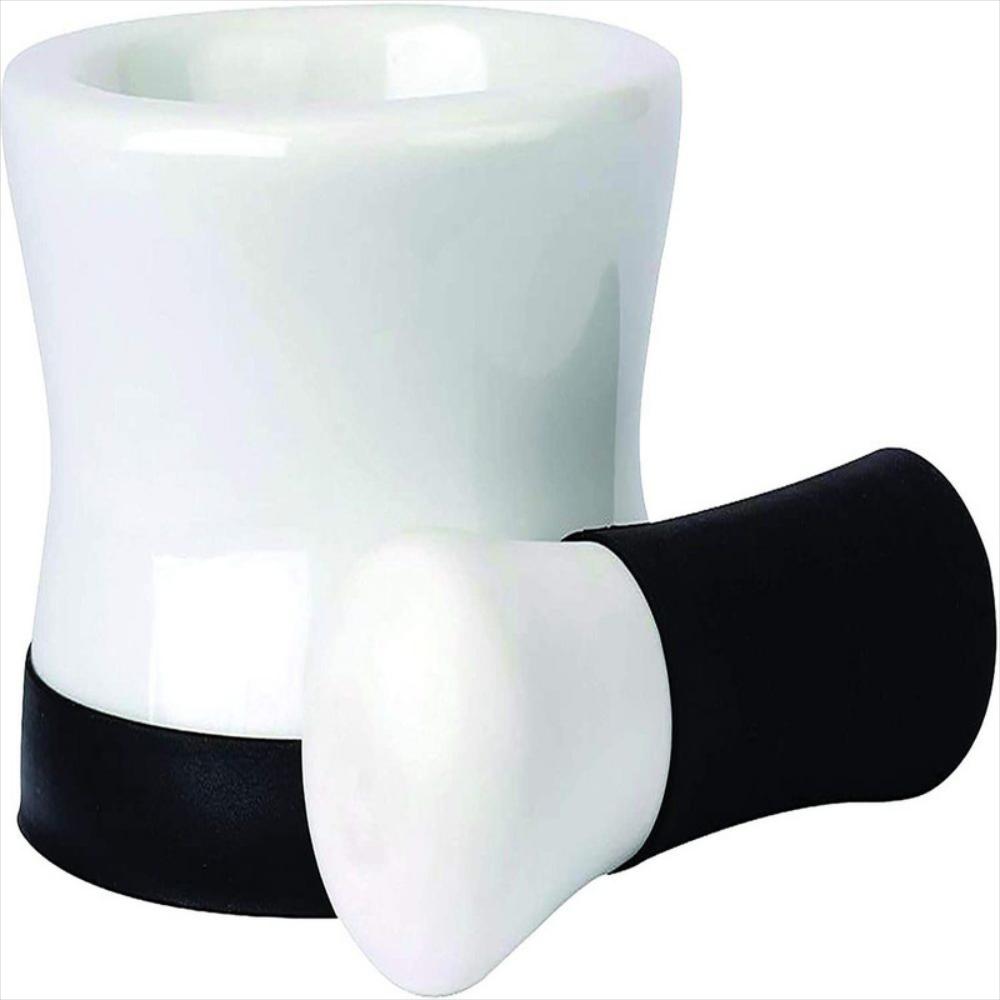 Mortero Y Mazo De Porcelana Con Base De Silicona Negro