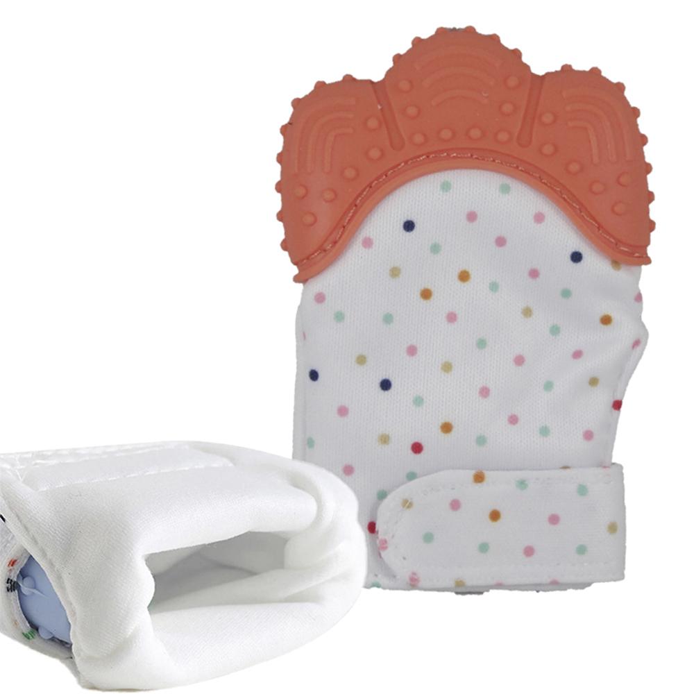 Manopla mordedor guante para bebe de silicona Naranja