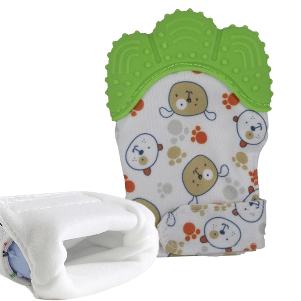 Manopla mordedor guante para bebe de silicona Verde
