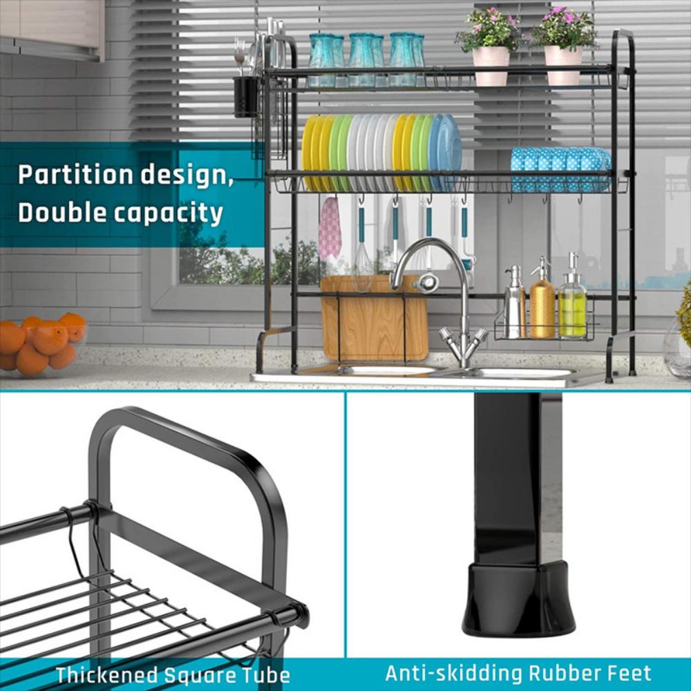 Estante De Platos De Pie Curvo Estable Y Ganchos Para Objetos img #3