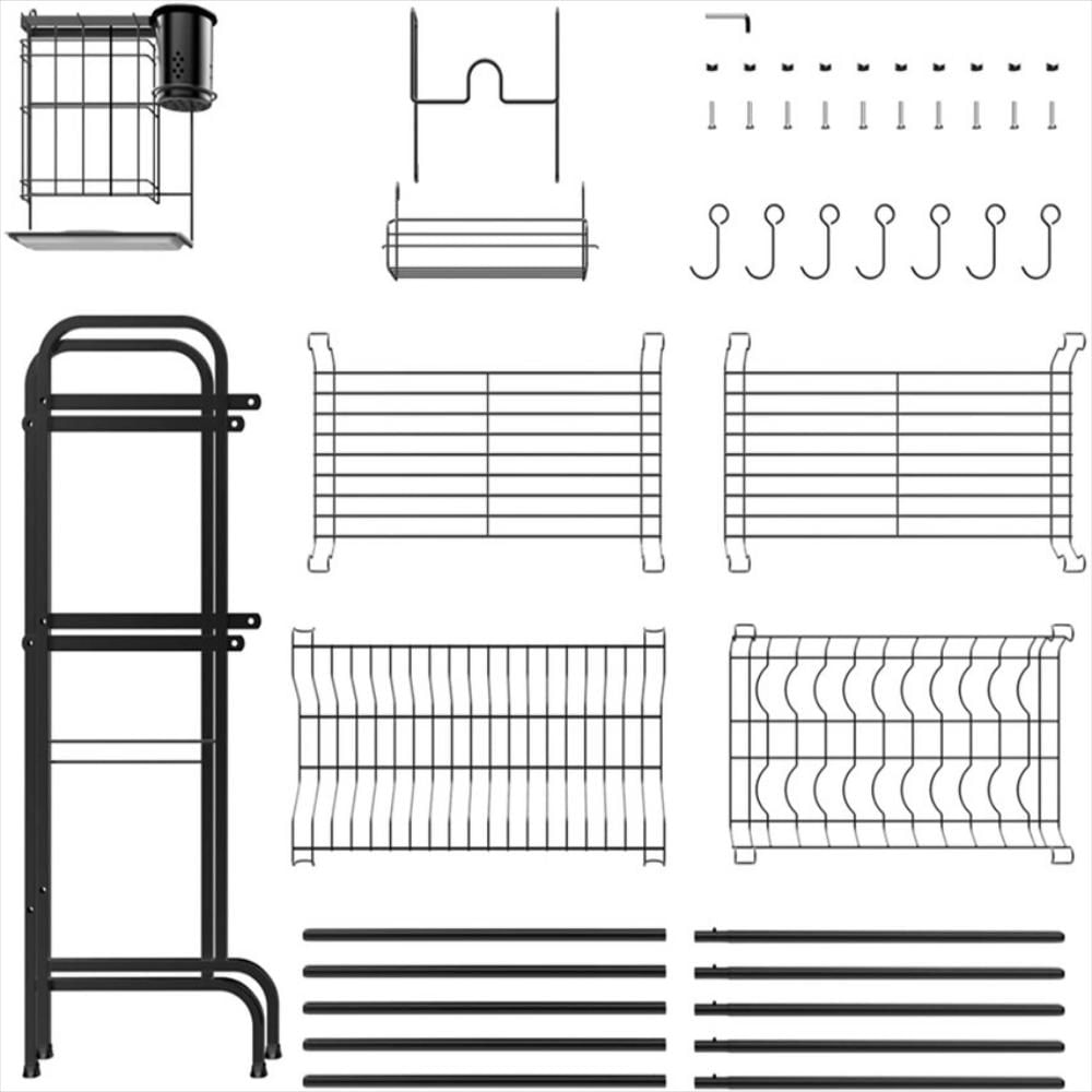 Estante De Platos De Pie Curvo Estable Y Ganchos Para Objetos img #5