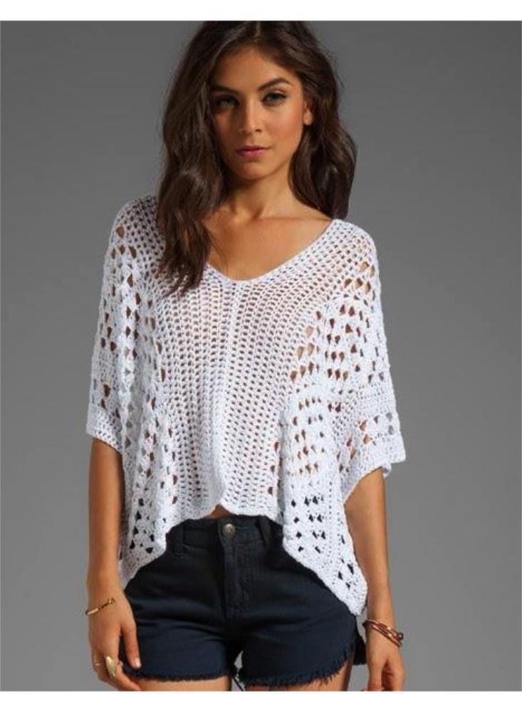 Blusa blanca a outlet crochet