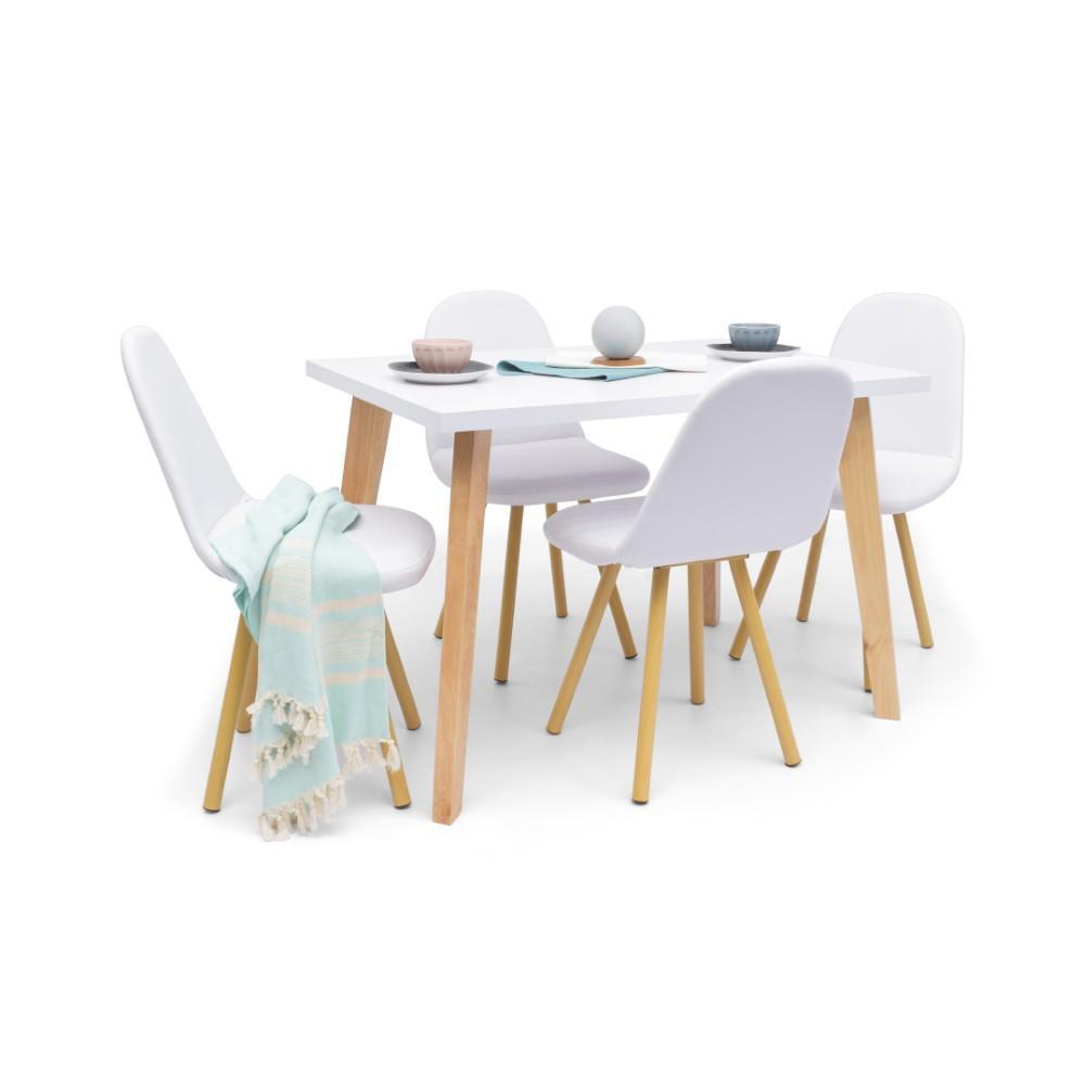 Comedor Lugo Matiz 4P Blanco + Sillas Blanco
