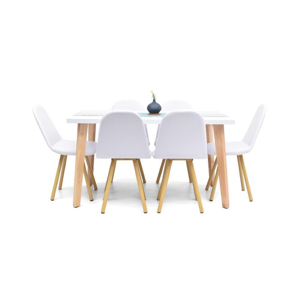 Comedor Lugo Matiz 6P Blanco + Sillas Blanco