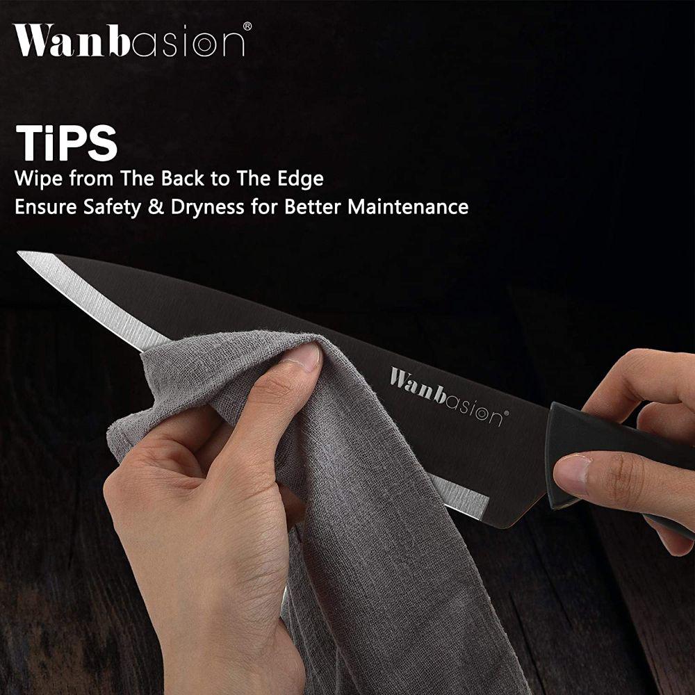 Juego De 6 Cuchillos Chapados En Titanio Negro Mate img #3