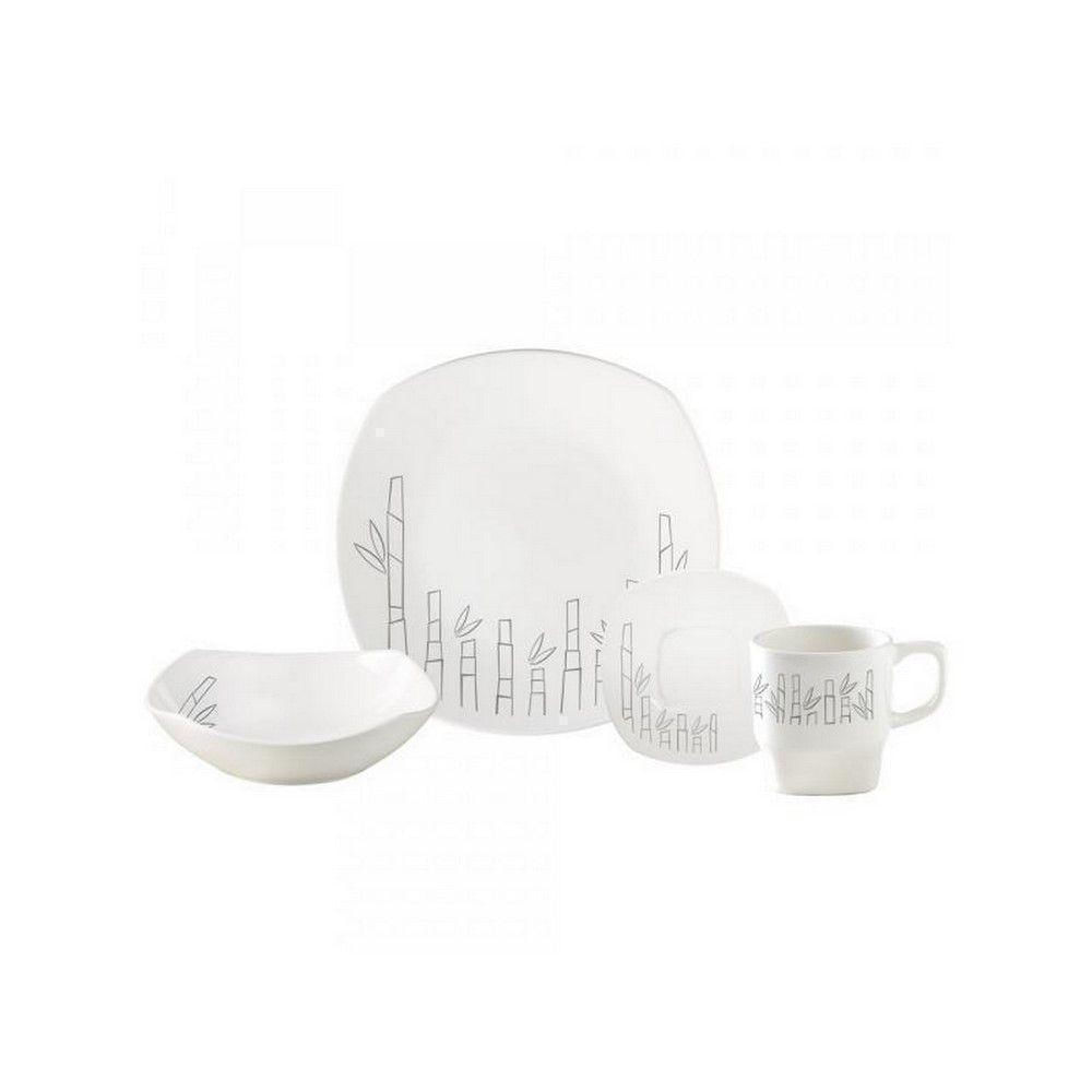 Vajilla Loza Corona Bambu 16 Piezas Cuadra Ceramica