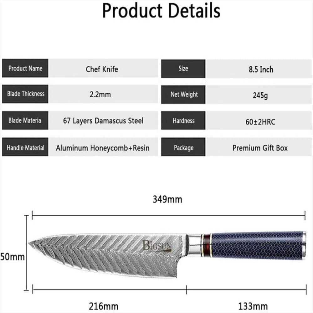 Cuchillo Japones Forjados De Acero De Damasco De 8.5 Pul. img #2