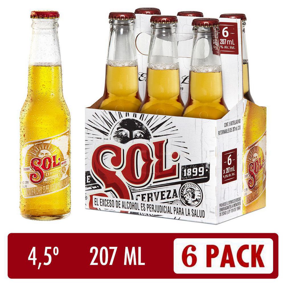 CERVEZA X 6 SOL 1242 ml
