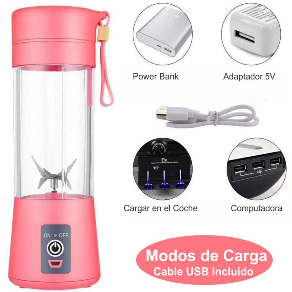 Licuadora Portátil Batidora Personal Recargable Juice Blender - Rosa