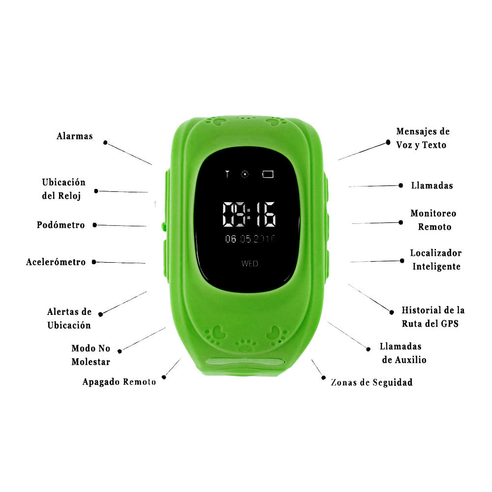 Reloj Q50 con Gps Localizador para Niños Verde img #2