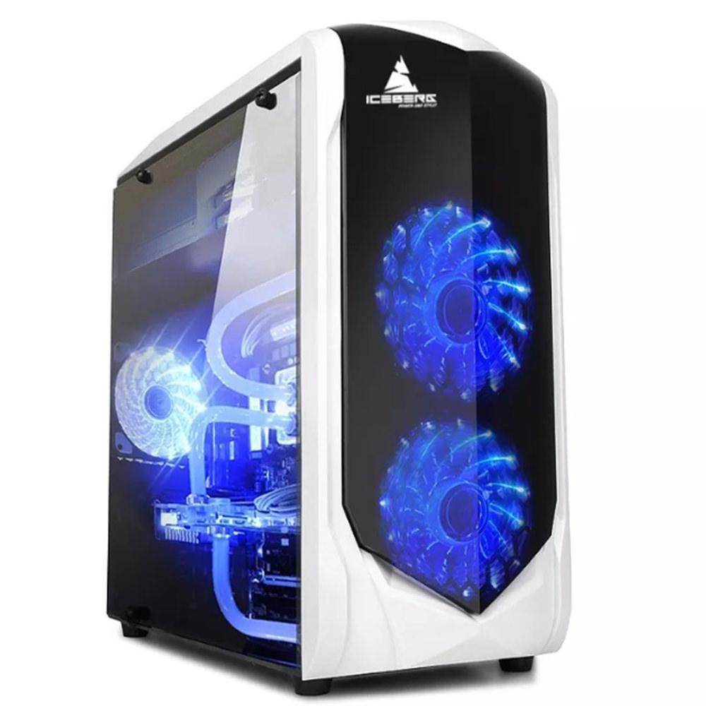 Caja Gabinete Iceberg Crystal G5 Blanco 3 Ventiladores 120mm