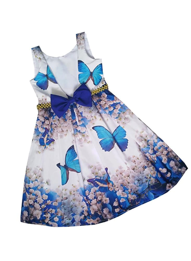 Vestido Para Ni a Mariposas 2216 Azul 2 MultiColor